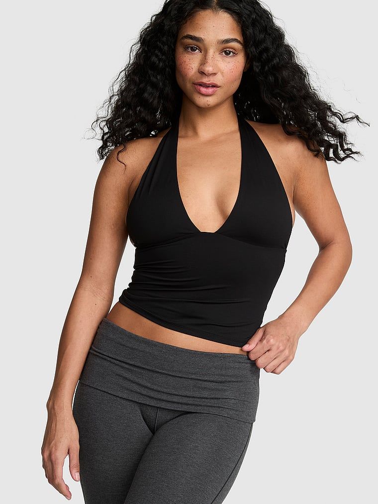 PINK Top halter PINK Base Stretch z głębokim dekoltem