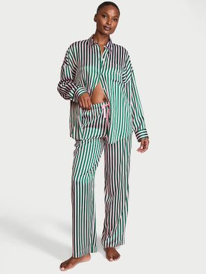 Victoria's Secret Piżama satynowa z długimi rękawami Signature Oversized