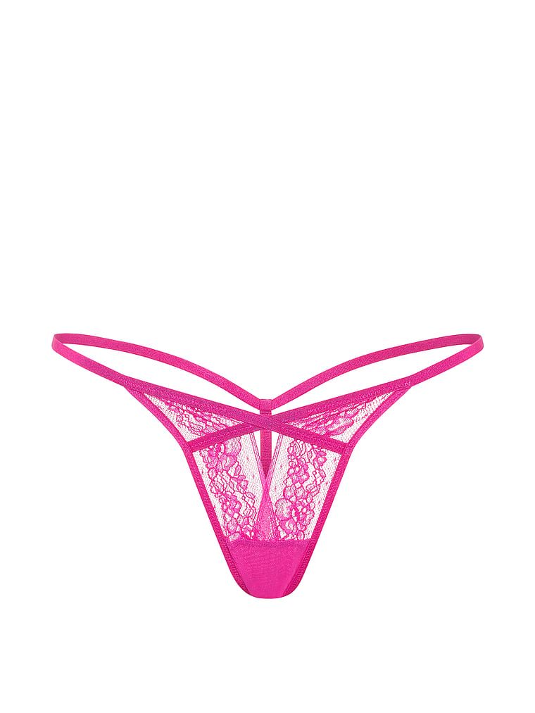 Stringi z wycięciem i z koronką Strappy Cut-Out. Produkt ma kolor różowy i pochodzi z kolekcji Very Sexy. 