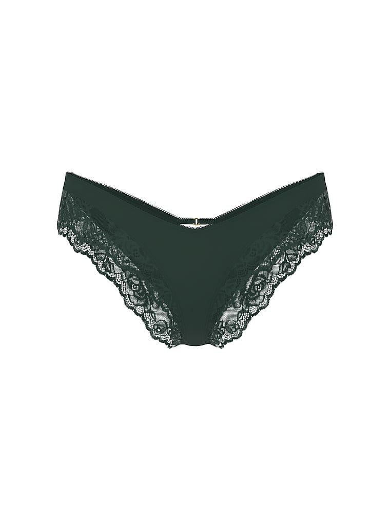 Majtki z koronką na krawędziach i wysoko wyciętymi nogawkami Lace-Trim Cheeky. Produkt ma kolor zielony i pochodzi z kolekcji Very Sexy. 