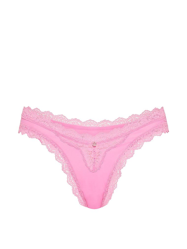 Majtki brazyliany z koronką Lace Trim Brazilian. Produkt ma kolor różowy i pochodzi z kolekcji Dream Angels. 