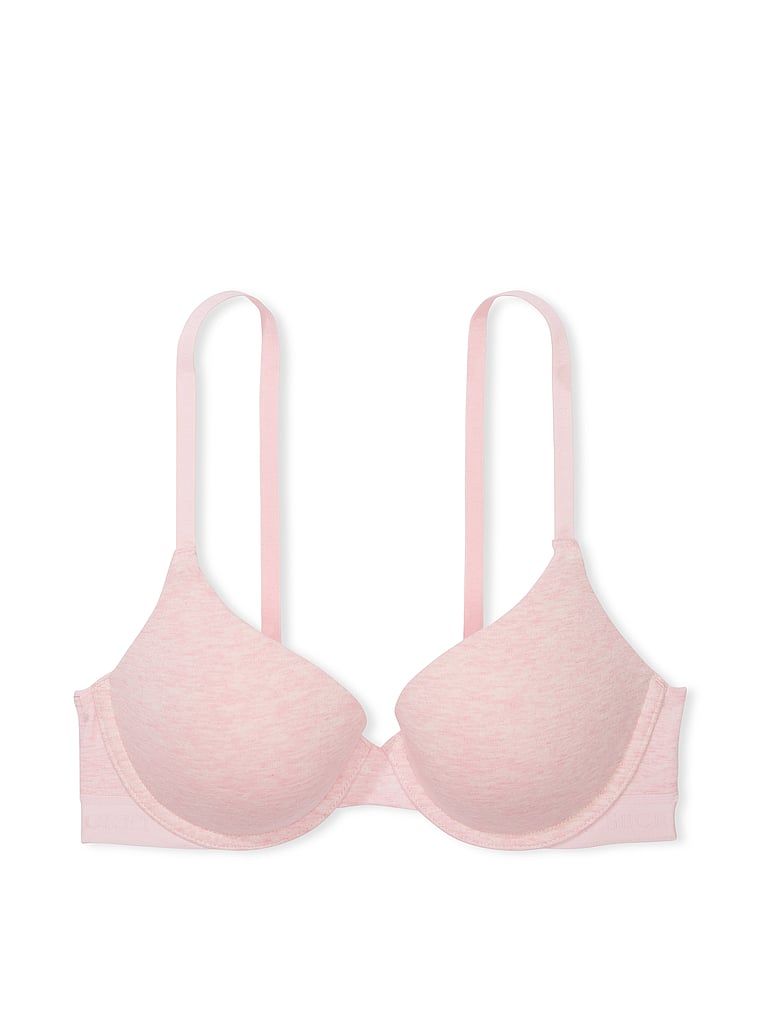 Na zdjęciu na białym tle widoczny jest biustonosz push-up bawełniany Perfect Shape. Produkt ma kolor różowy i pochodzi z kolekcji T-shirt.