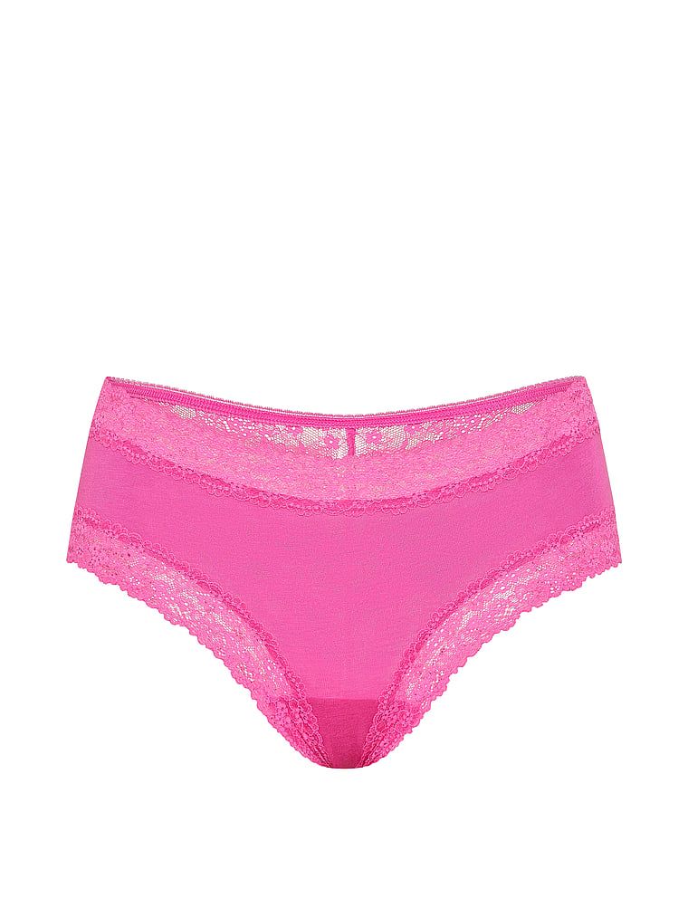 Majtki bawełniane z koronką z tyłu Cheeky. Produkt ma kolor różowy i pochodzi z kolekcji Lace Trim. 