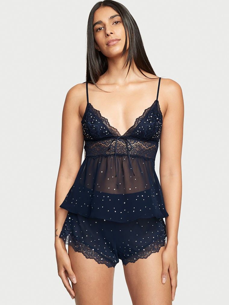 Victoria's Secret セット Victoria's Secret Zestaw koronkowy - crop top i szorty Tease
