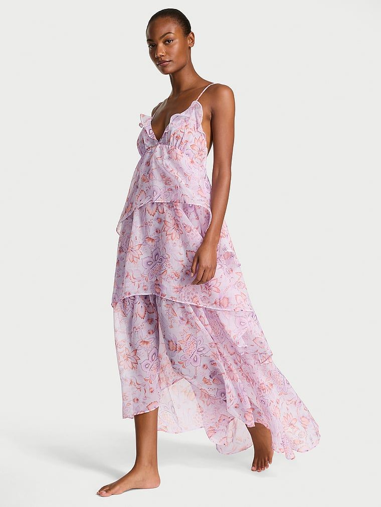 Victoria's Secret Sukienka szyfonowa długa maxi Vintage Blossom