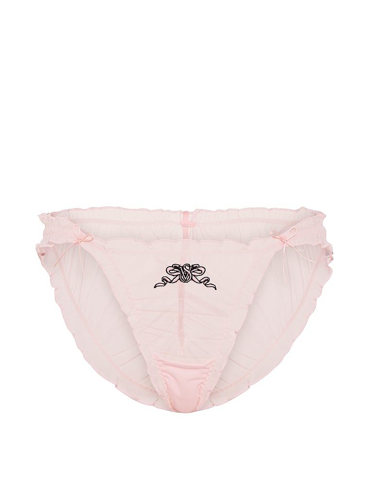 Majtki z falbankami Ruffled Mesh Bows Bikini. Produkt ma kolor różowy i pochodzi z kolekcji Dream Angels. 