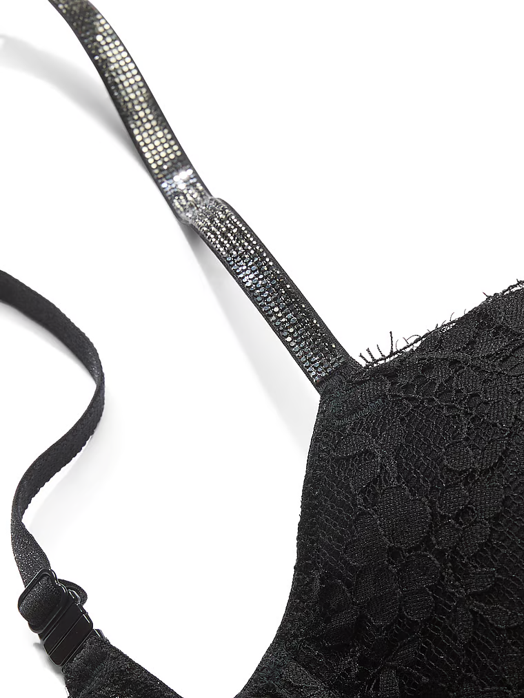 Dream Angels Biustonosz lekko usztywniany koronkowy z błyszczącymi ramiączkami Twinkle Strap Demi