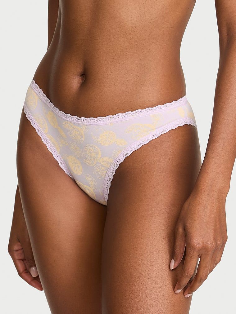 Majtki bawełniane z koronką Lace-Trim Bikini. Produkt jest wzorzysty i pochodzi z kolekcji Lace Trim. 