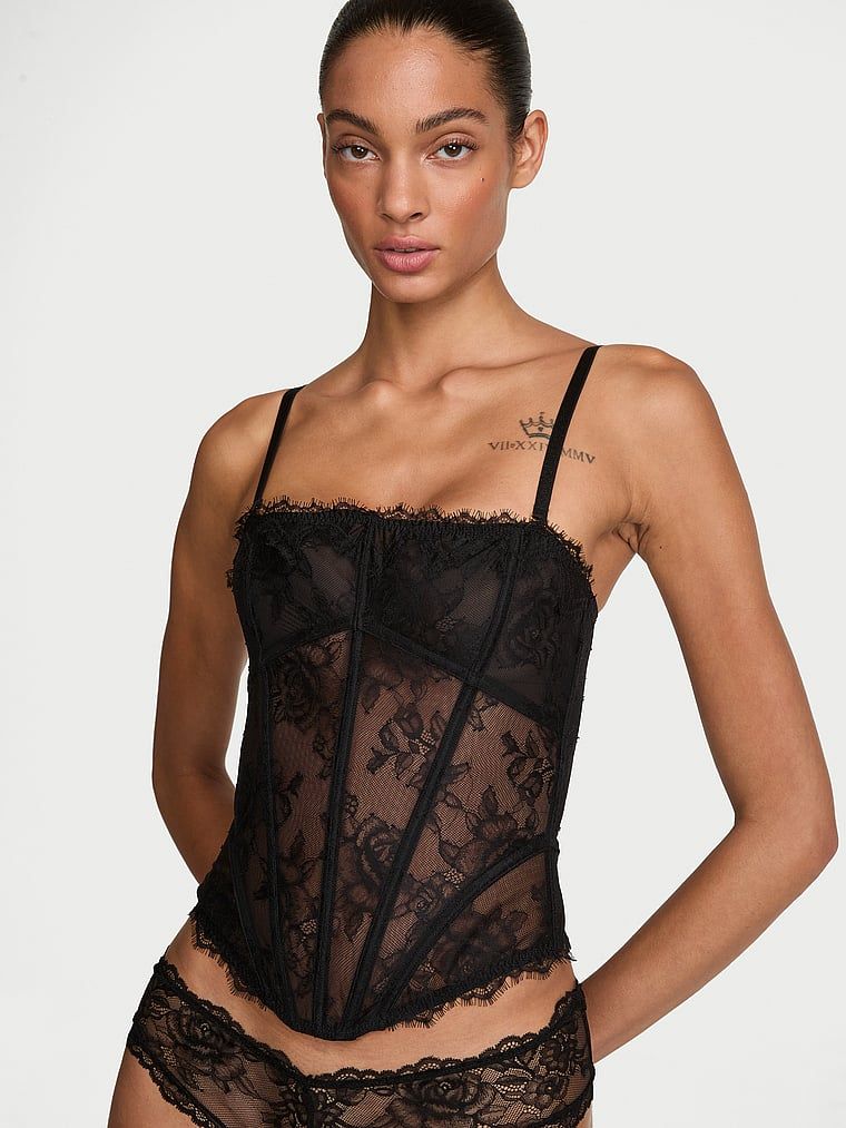 Top gorsetowy Rose Lace. Produkt ma kolor czarny i pochodzi z kolekcji Very Sexy. 