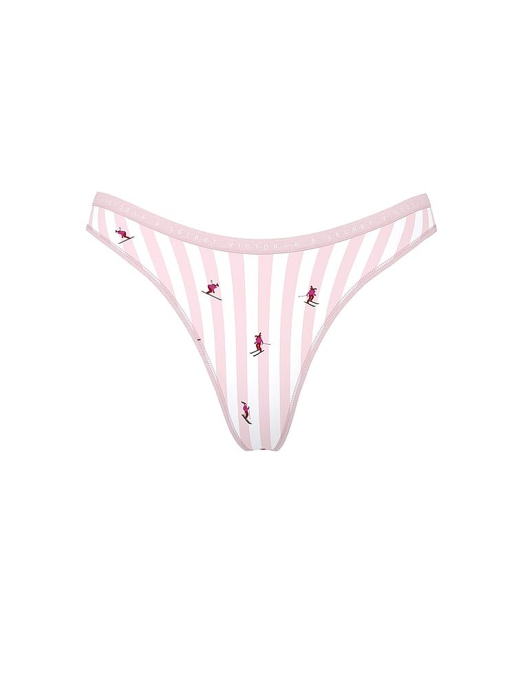 Stringi bawełniane High-Leg Scoop. Produkt jest wzorzysty i pochodzi z kolekcji Victoria's Secret. 