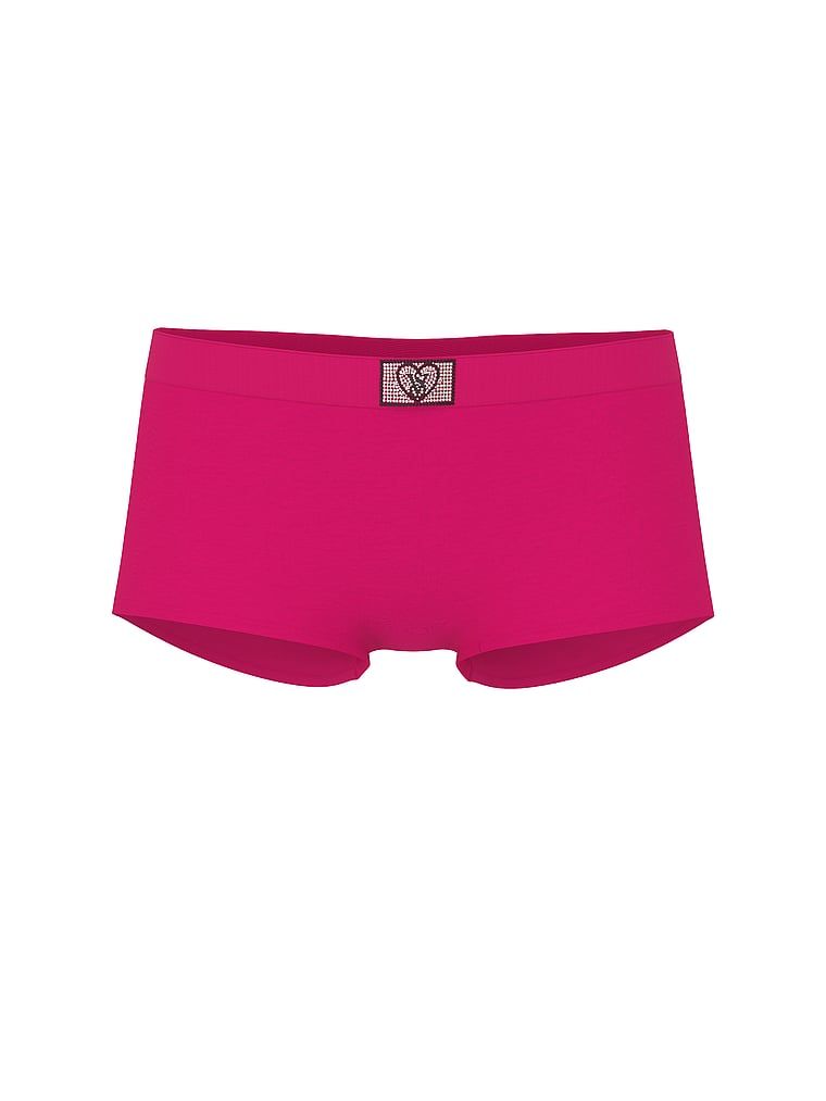 Cotton Majtki bawełniane szorty z błyszczącym logo Heart Shine Patch Boyshort