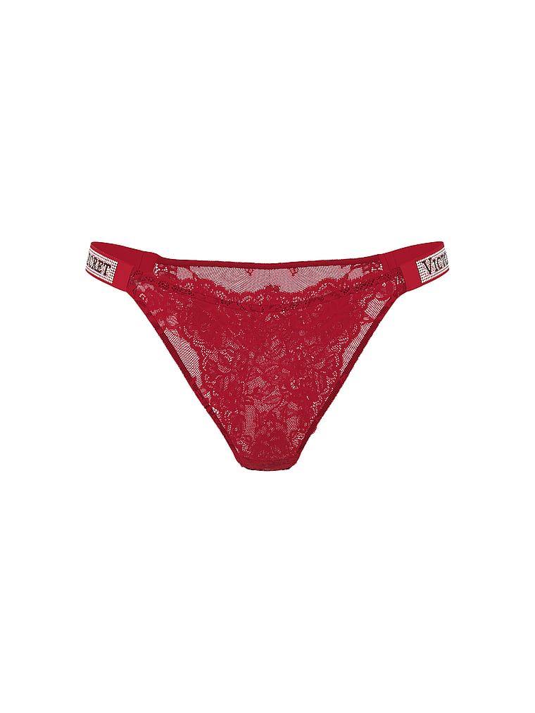Majtki brazyliany koronkowe z błyszczącymi paskami Shine Strap Brazilian. Produkt ma kolor czerwony i pochodzi z kolekcji Very Sexy. 