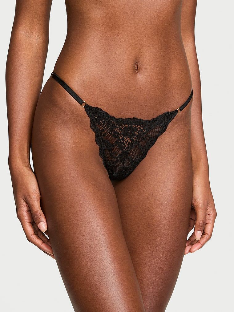 Dream Angels Stringi koronkowe z regulowanymi paskami Lace V-String