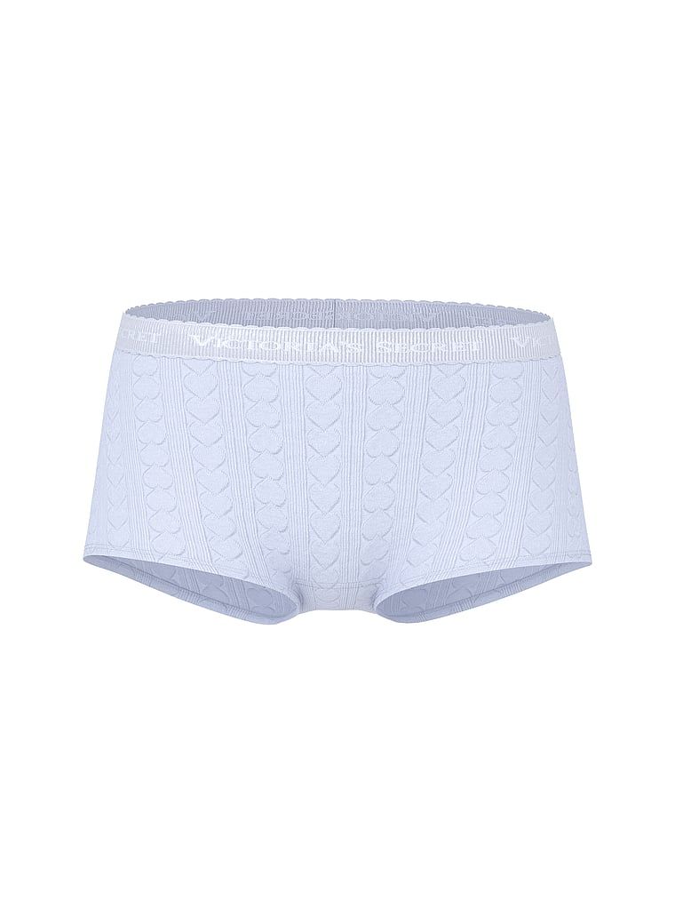 Cotton Majtki bawełniane szorty z serduszkami i logo Heart Pointelle Boyshort