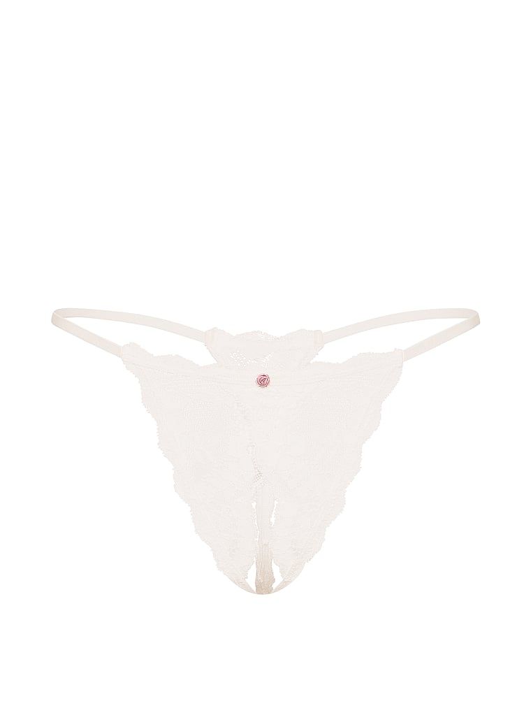 Stringi koronkowe bez kroku Peekaboo. Produkt ma kolor biały i pochodzi z kolekcji Dream Angels. 