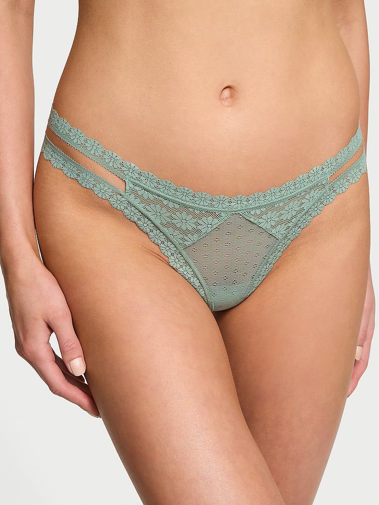 Stringi koronkowe Daisy. Produkt ma kolor zielony i pochodzi z kolekcji Lacie. 