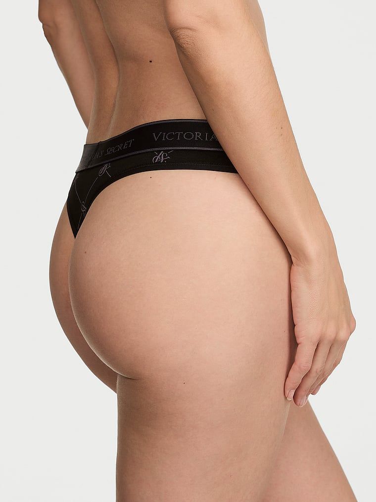 Cotton Stringi bawełniane z logo w talii