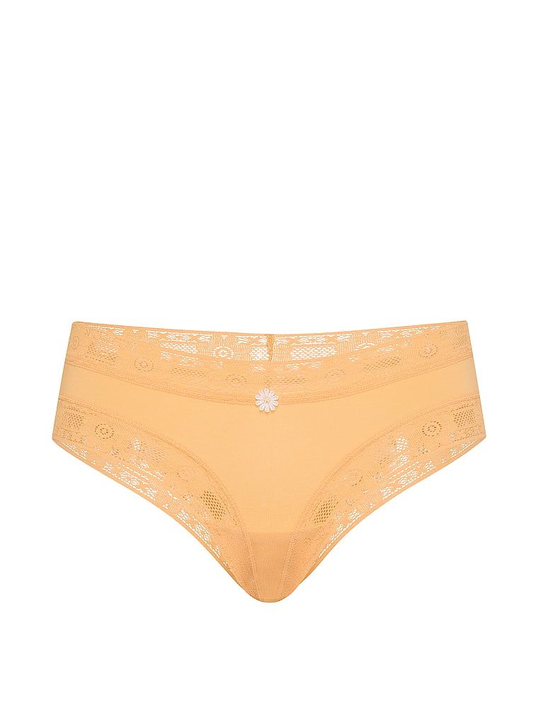 Majtki bawełniane z koronką szydełkową Cheeky. Produkt ma kolor żółty i pochodzi z kolekcji Lace Trim. 