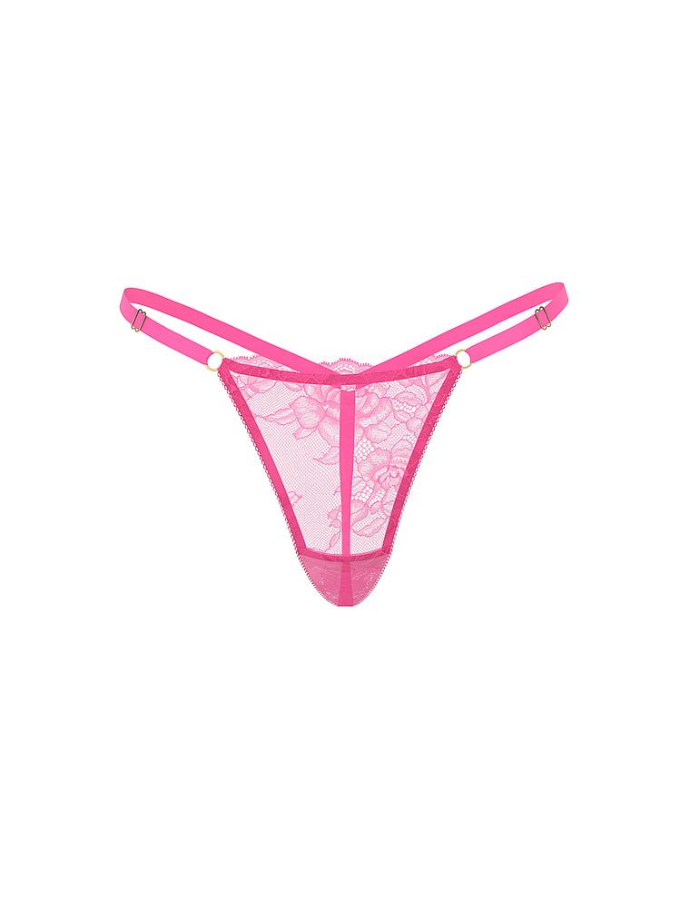 Stringi koronkowe z regulowanymi paskami Rose Lace V-String. Produkt ma kolor różowy i pochodzi z kolekcji Very Sexy. 