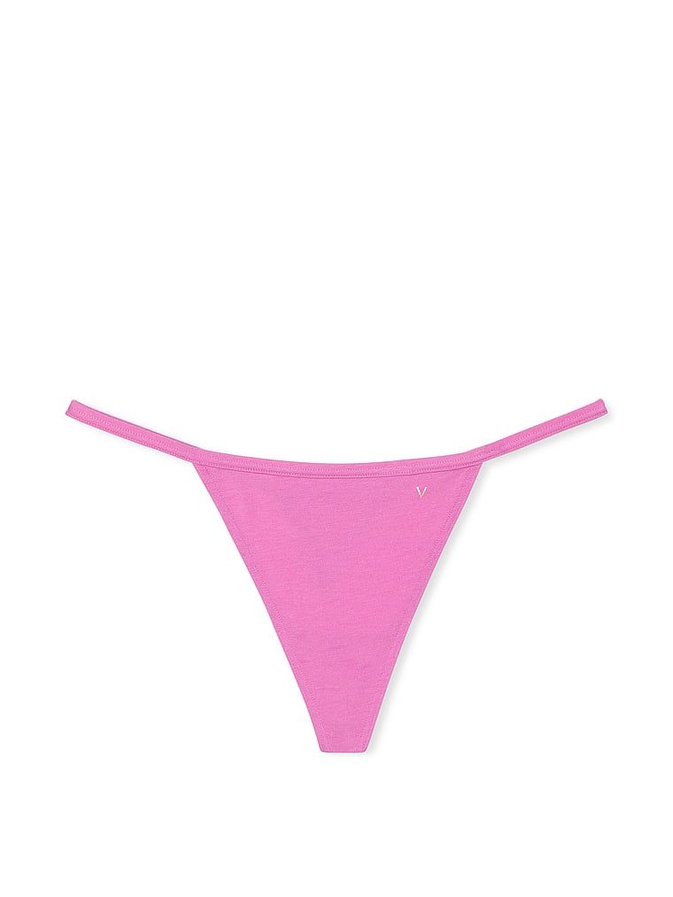 Stringi bawełniane Stretch Cotton. Produkt ma kolor różowy i pochodzi z kolekcji Victoria's Secret. 