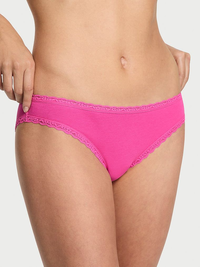 Majtki bawełniane z koronką Lace-Trim Bikini. Produkt ma kolor różowy i pochodzi z kolekcji Lacie. 