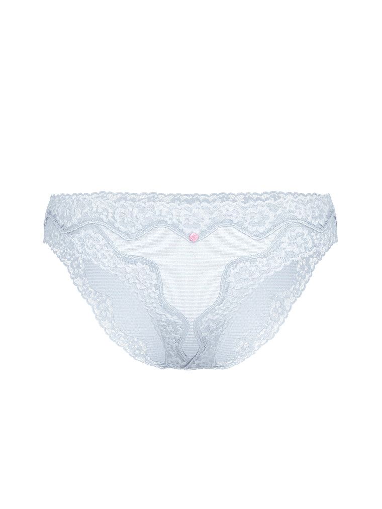 Majtki bawełniane w paseczki z koronką na krawędziach Bikini. Produkt ma kolor niebieski i pochodzi z kolekcji Lacie. 
