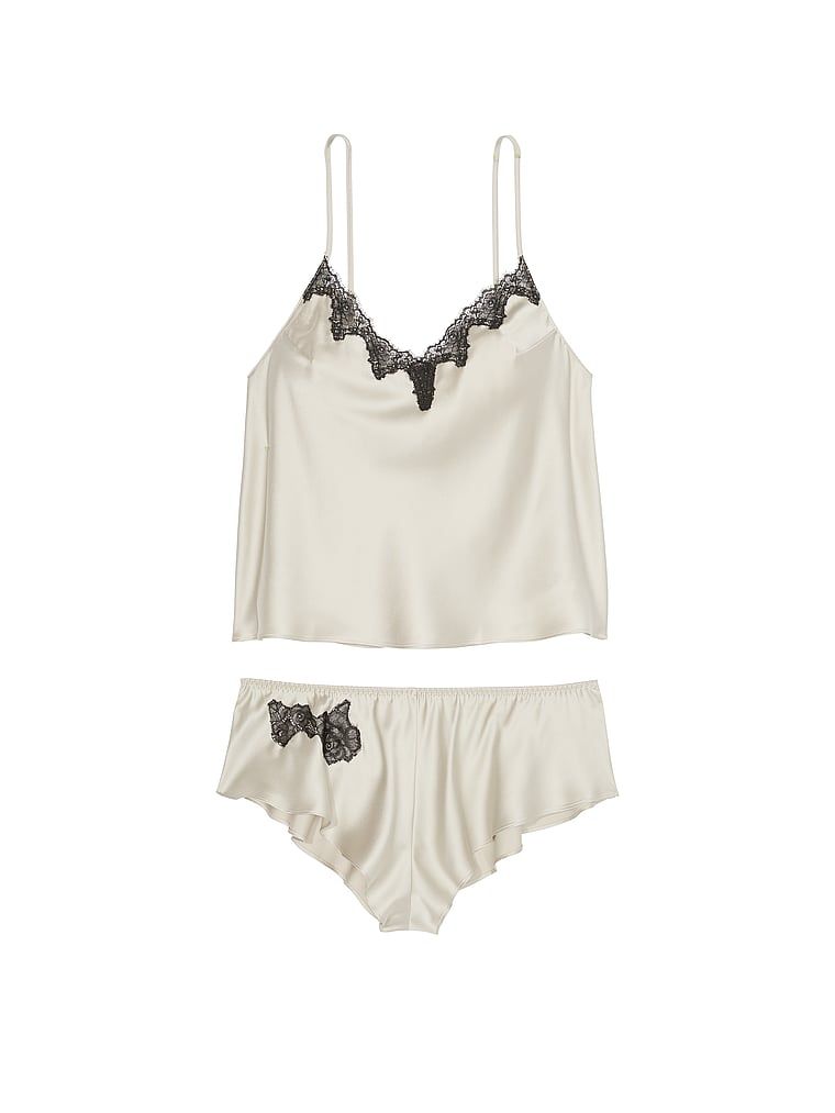 Victoria's Secret Satynowy zestaw z koronką do spania Satin Rose Lace-Trim