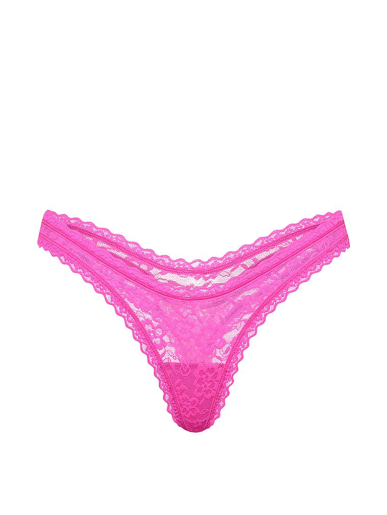 Stringi koronkowe Ultra-Mini Scoop. Produkt ma kolor różowy i pochodzi z kolekcji Lacie. 