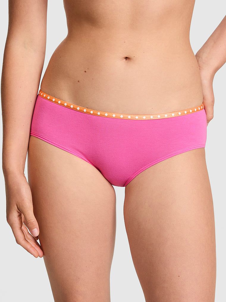 Bawełniane majtki hiphugger z logo PINK