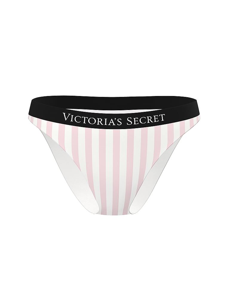 Dół od bikini VS Iconic Logo. Produkt jest wzorzysty i pochodzi z kolekcji Victoria's Secret Swim. 
