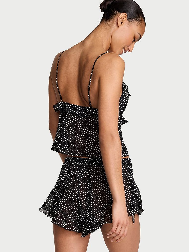 Dream Angels Zestaw z szyfonu do spania - top i szorty Polka Dot