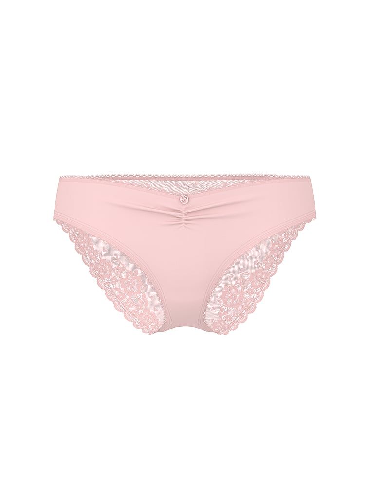 Majtki bawełniane z siateczką z tyłu Heart Lace Hiphugger. Produkt ma kolor różowy i pochodzi z kolekcji Victoria's Secret. 