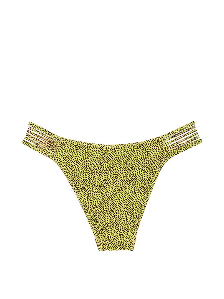 Dół od bikini VS Archives Strappy Hardware Brazilian. Produkt jest wzorzysty i pochodzi z kolekcji Victoria's Secret Swim. 