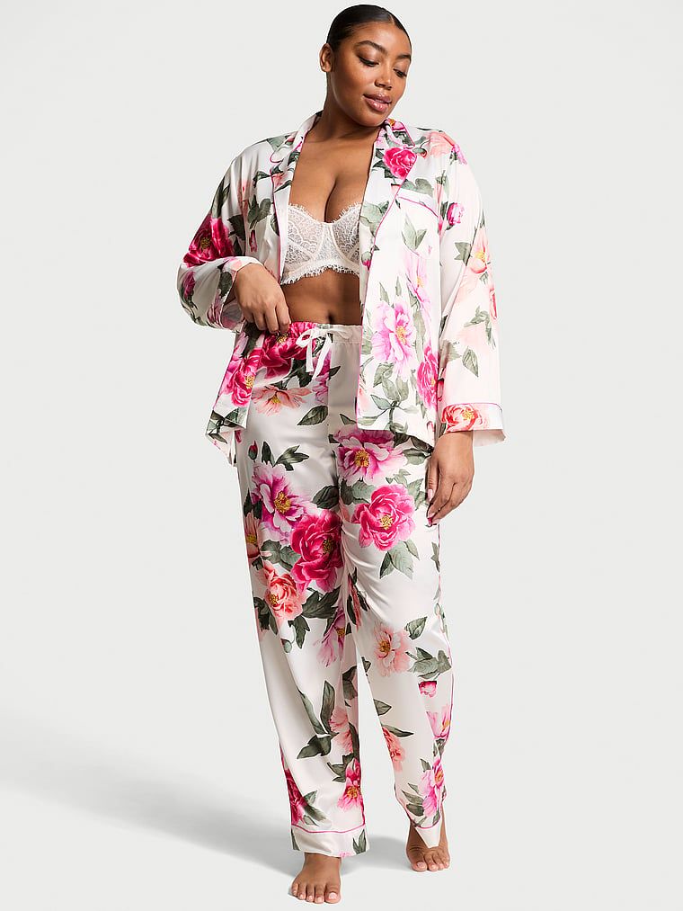 Victoria's Secret Satynowa piżama z długim rękawem