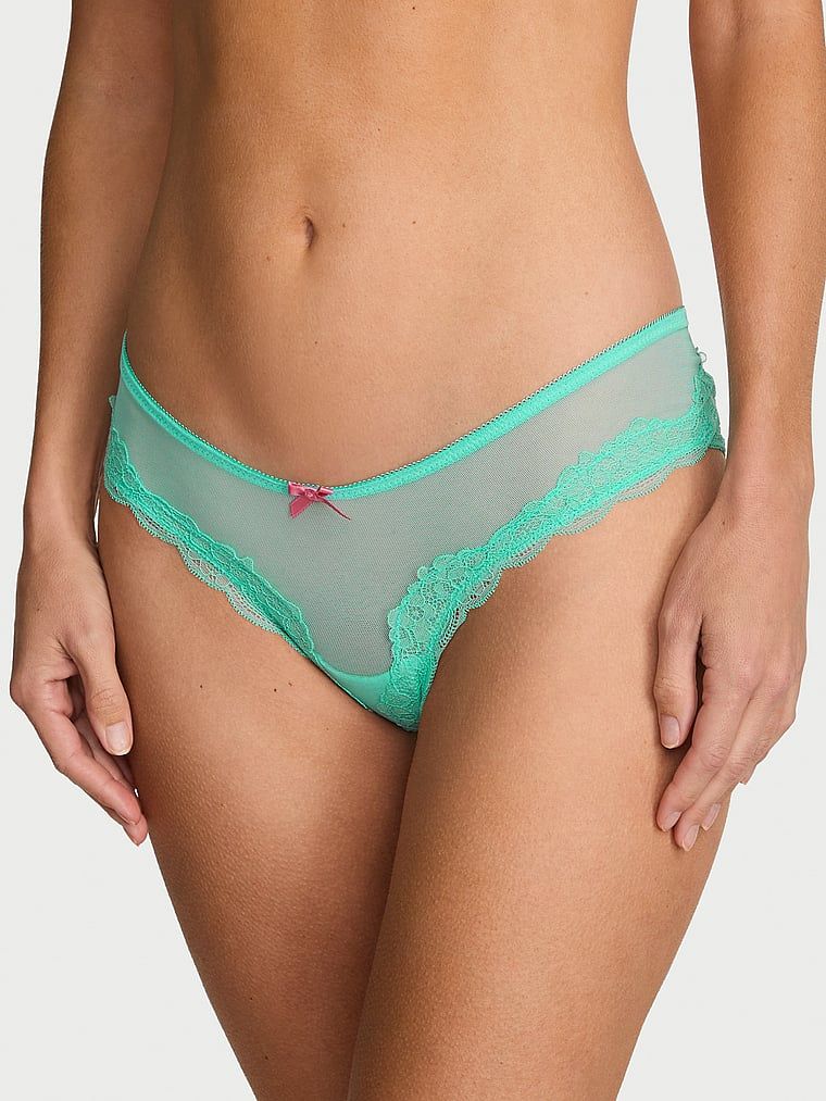 Victoria's Secret Majtki z siateczki i koronki Tease Cheeky