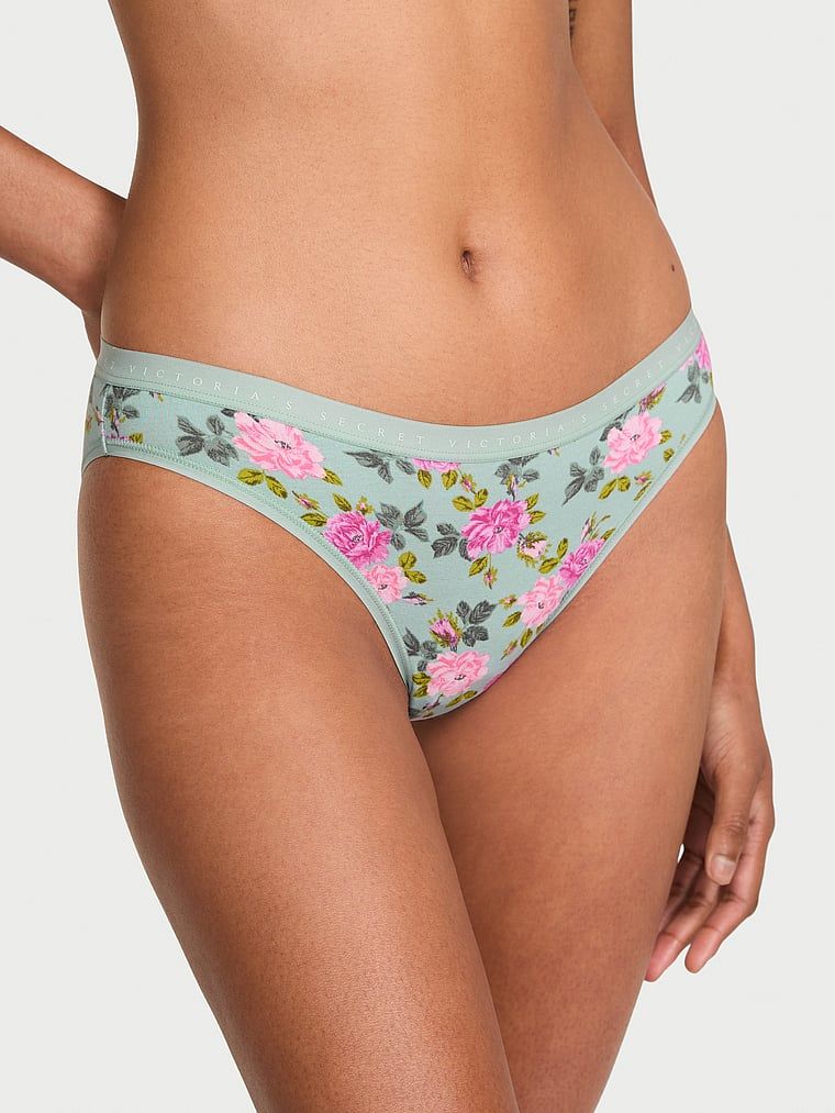 Majtki bawełniane Bikini. Produkt ma wzór kwiatowy i pochodzi z kolekcji Victoria's Secret. 