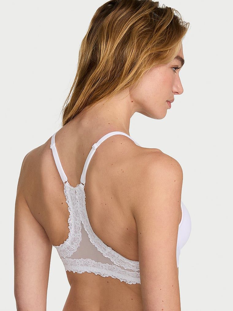 Body by Victoria Biustonosz lekko uszytywniany zapinany z przodu z koronką na plecach Racerback Demi