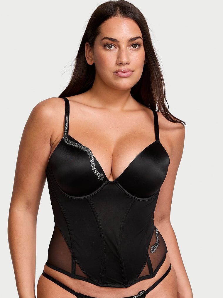 Top gorsetowy Snake Shine. Produkt ma kolor czarny i pochodzi z kolekcji Victoria's Secret. 