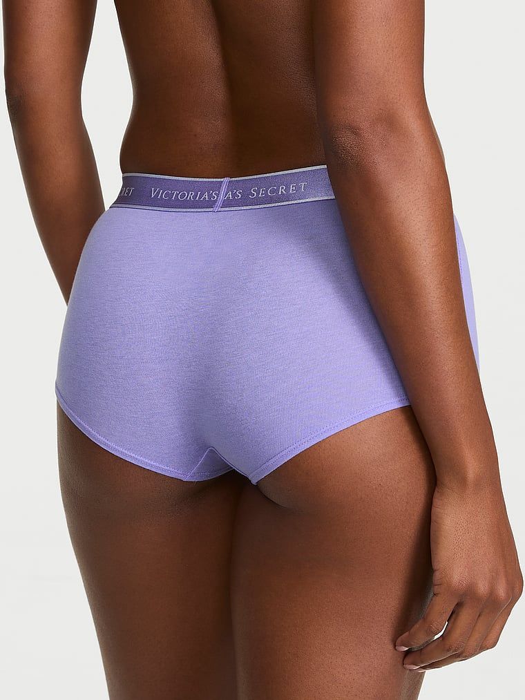 Majtki bawełniane szorty z logo w talii Boyshort. Produkt ma kolor niebieski i pochodzi z kolekcji Cotton. 