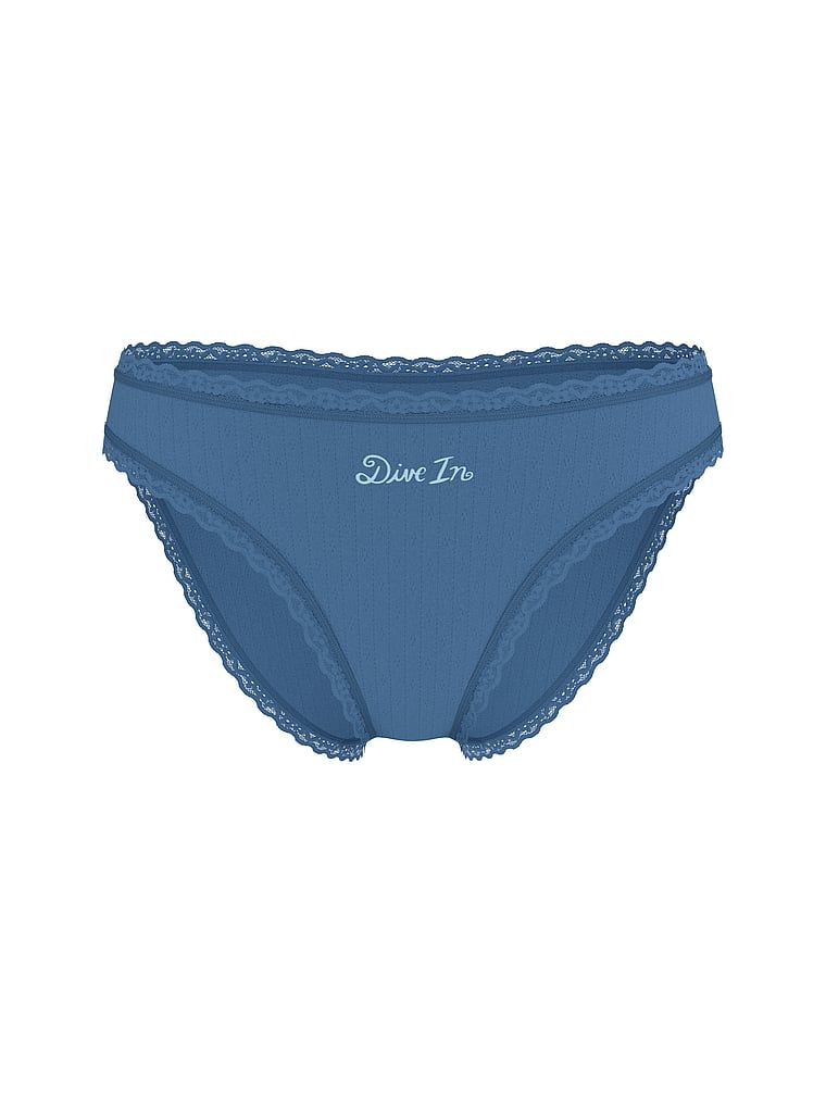 Majtki bawełniane Pointelle Bikini. Produkt ma kolor niebieski i pochodzi z kolekcji Lacie. 