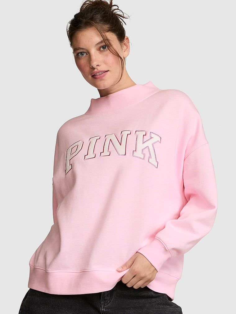 PINK Bluza oversize Campus Fleece ze stójką