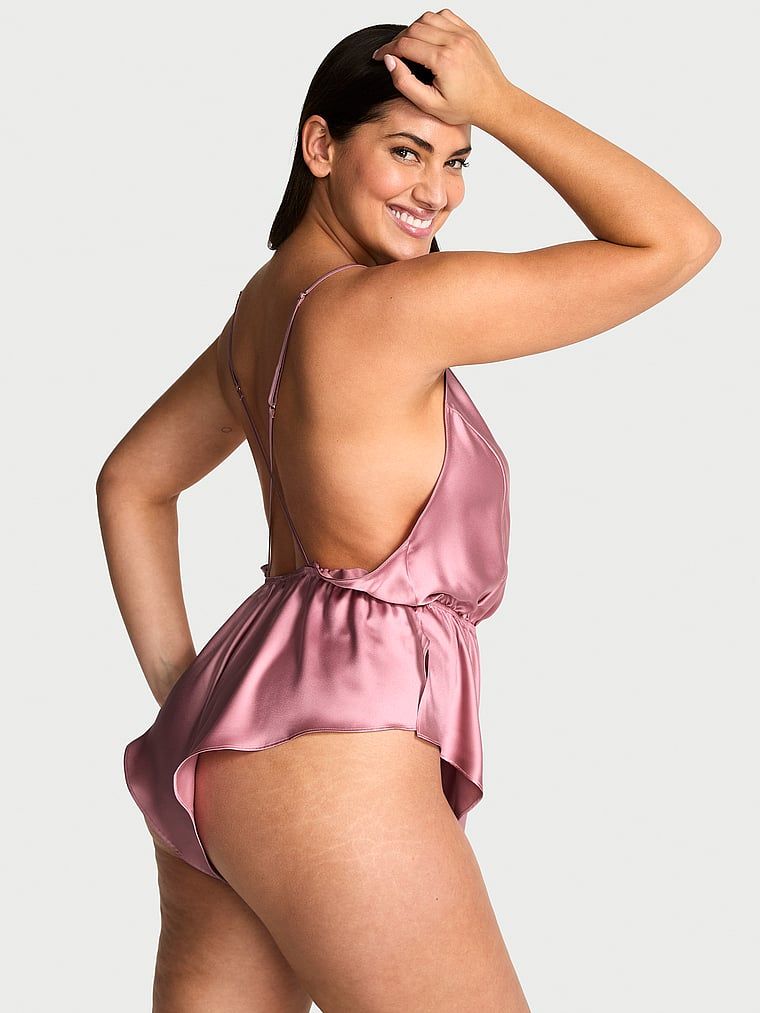 Victoria's Secret Kombinezon satynowy do spania Flutter Romper