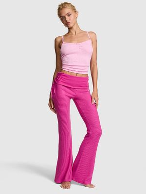 PINK Spodnie dzwony Wave Knit z wywijanym pasem