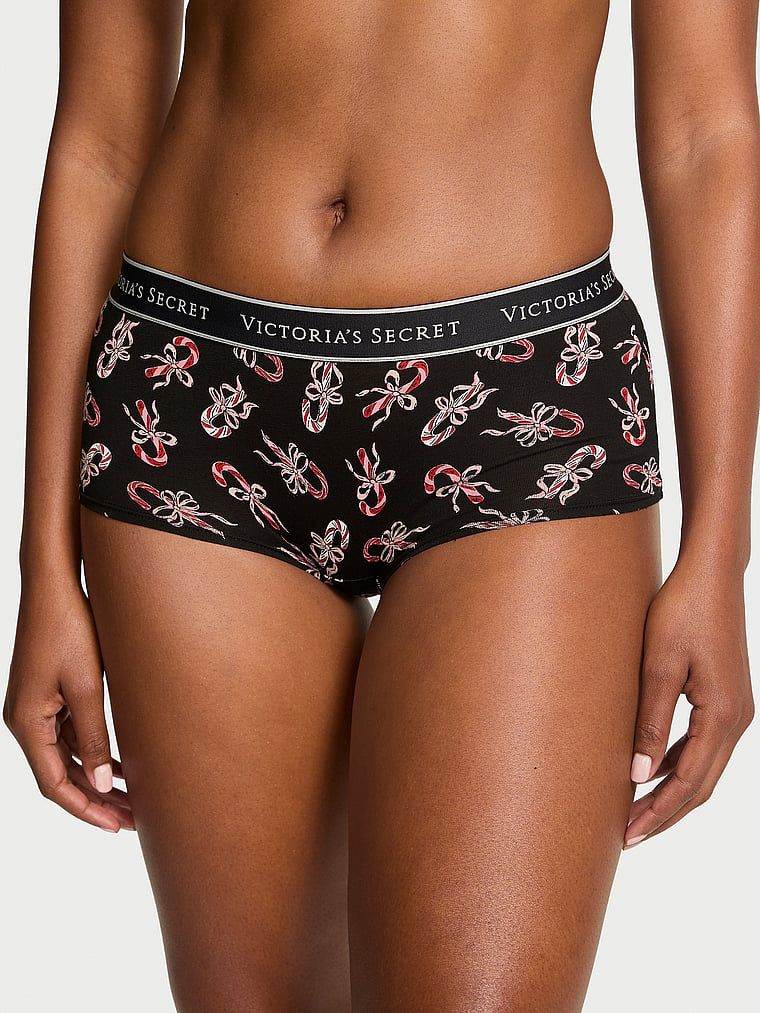 Majtki szorty bawełniane z logo w talii Boyshort. Produkt jest wzorzysty i pochodzi z kolekcji Cotton. 
