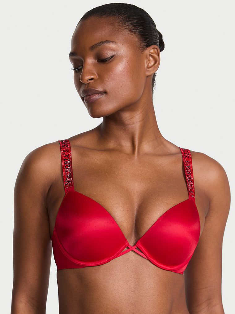 Biustonosz push-up Shine Strap. Produkt ma kolor czerwony i pochodzi z kolekcji Very Sexy. 