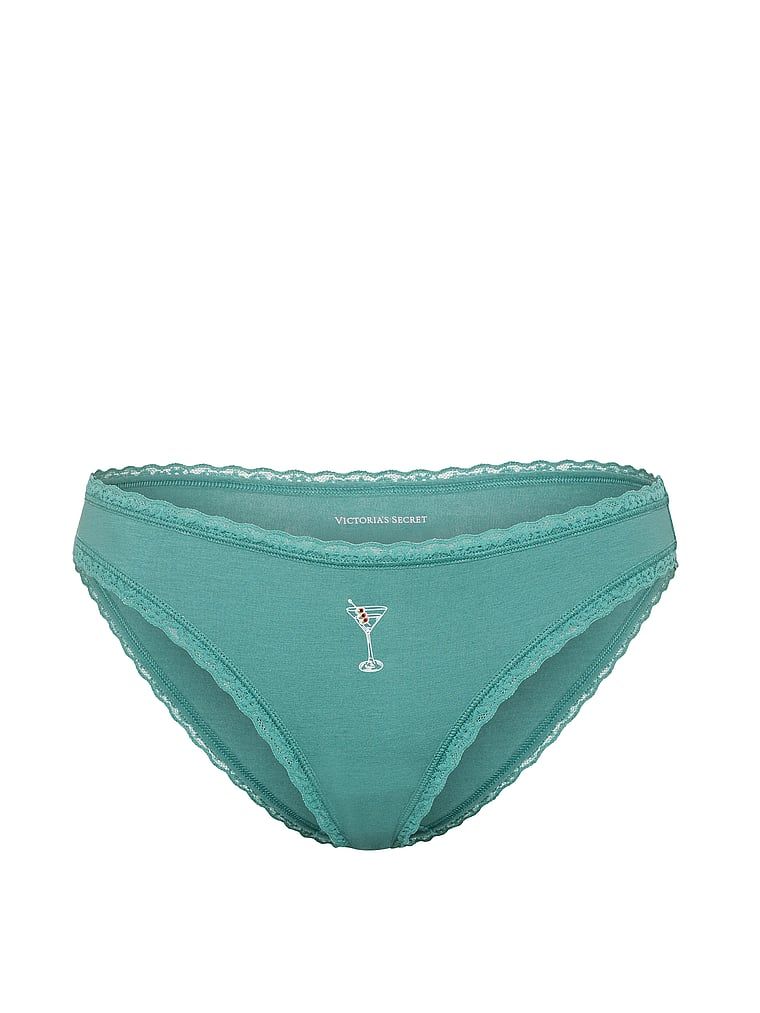Majtki bawełniane z koronką Lace-Trim Bikini. Produkt jest wzorzysty i pochodzi z kolekcji Lace Trim. 