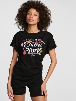 PINK Bawełniany T-shirt Campus Cotton