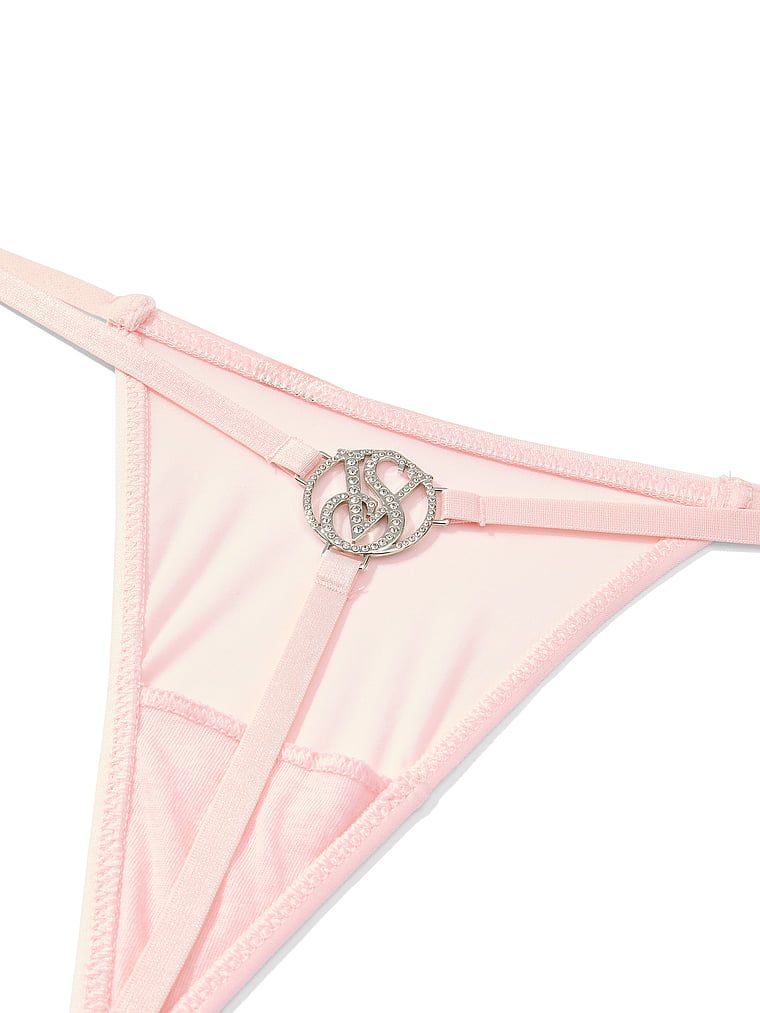 Stringi z błyszczącym monogramem z tyłu. Produkt ma kolor różowy i pochodzi z kolekcji Very Sexy. 