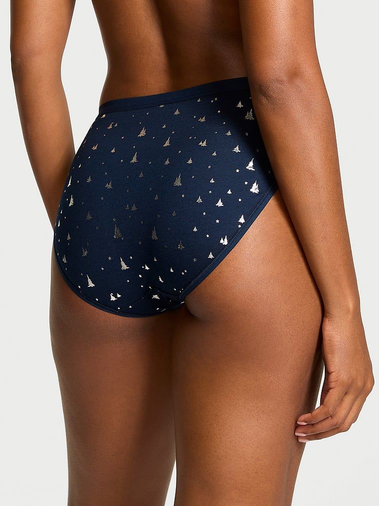 Majtki bawełniane figi z wysoko wyciętymi nogawkami High-Leg Brief. Produkt jest wzorzysty i pochodzi z kolekcji Victoria's Secret. 