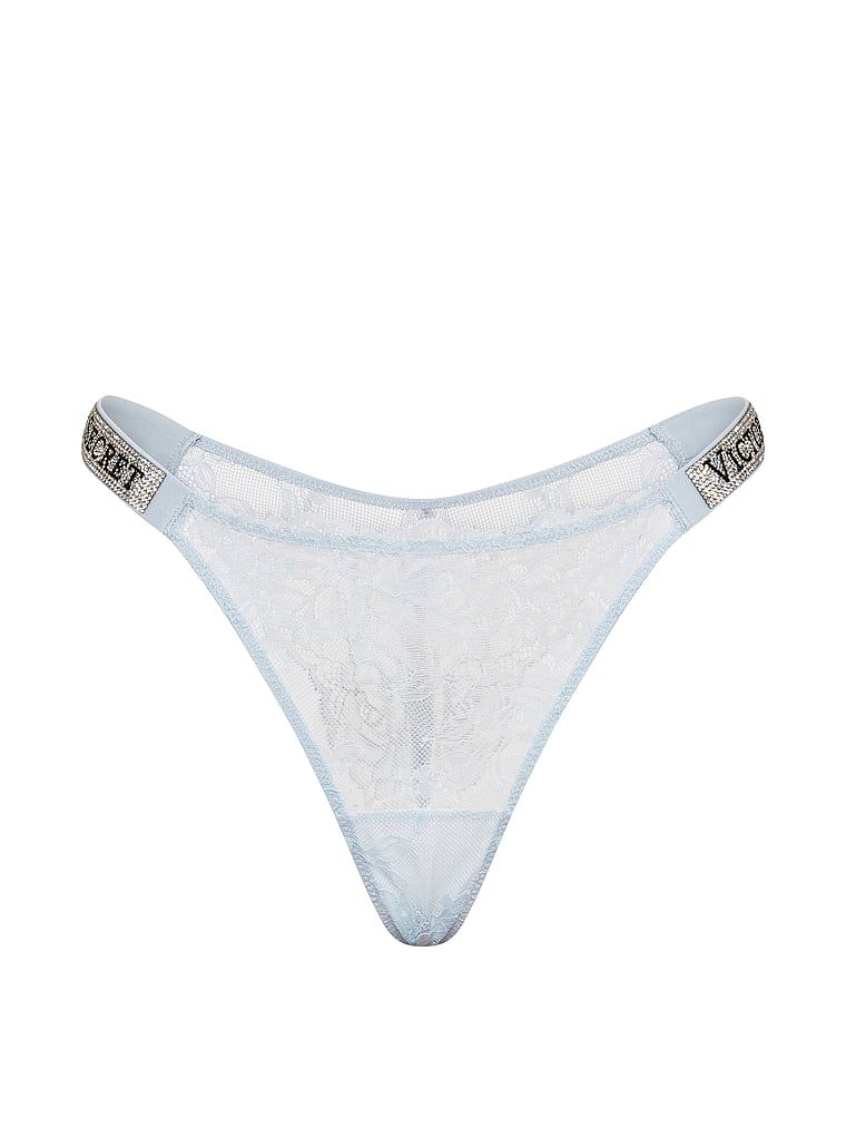 Majtki brazyliany koronkowe z błyszczącymi paskami Shine Strap Brazilian. Produkt ma kolor niebieski i pochodzi z kolekcji Very Sexy. 